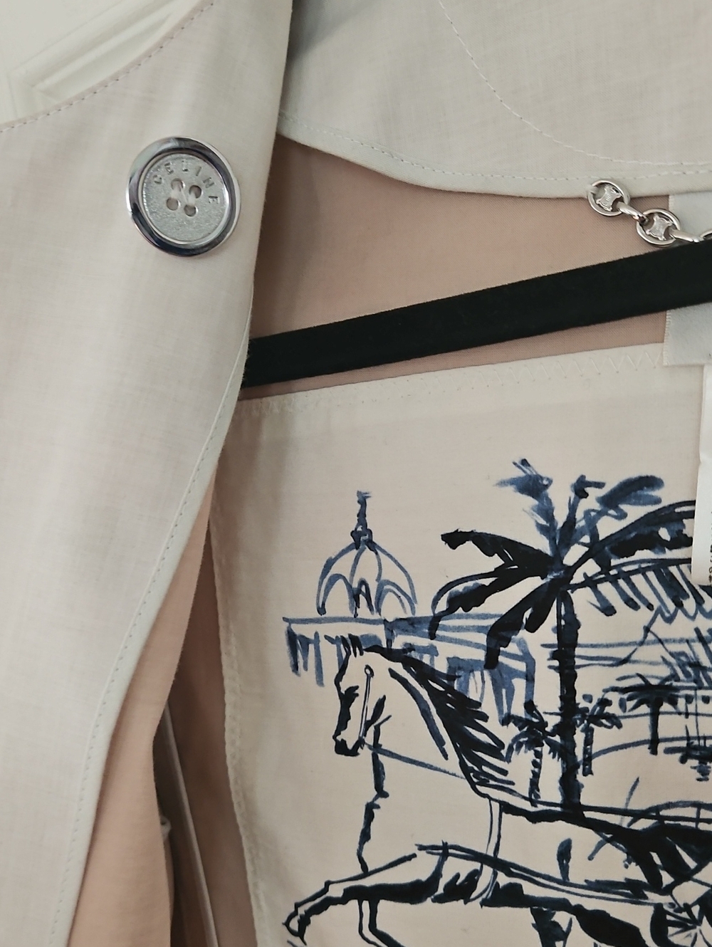 Celine Light CreamTrench Coat with Belt And Pockets Sizr 38 - Picture 10 of 10